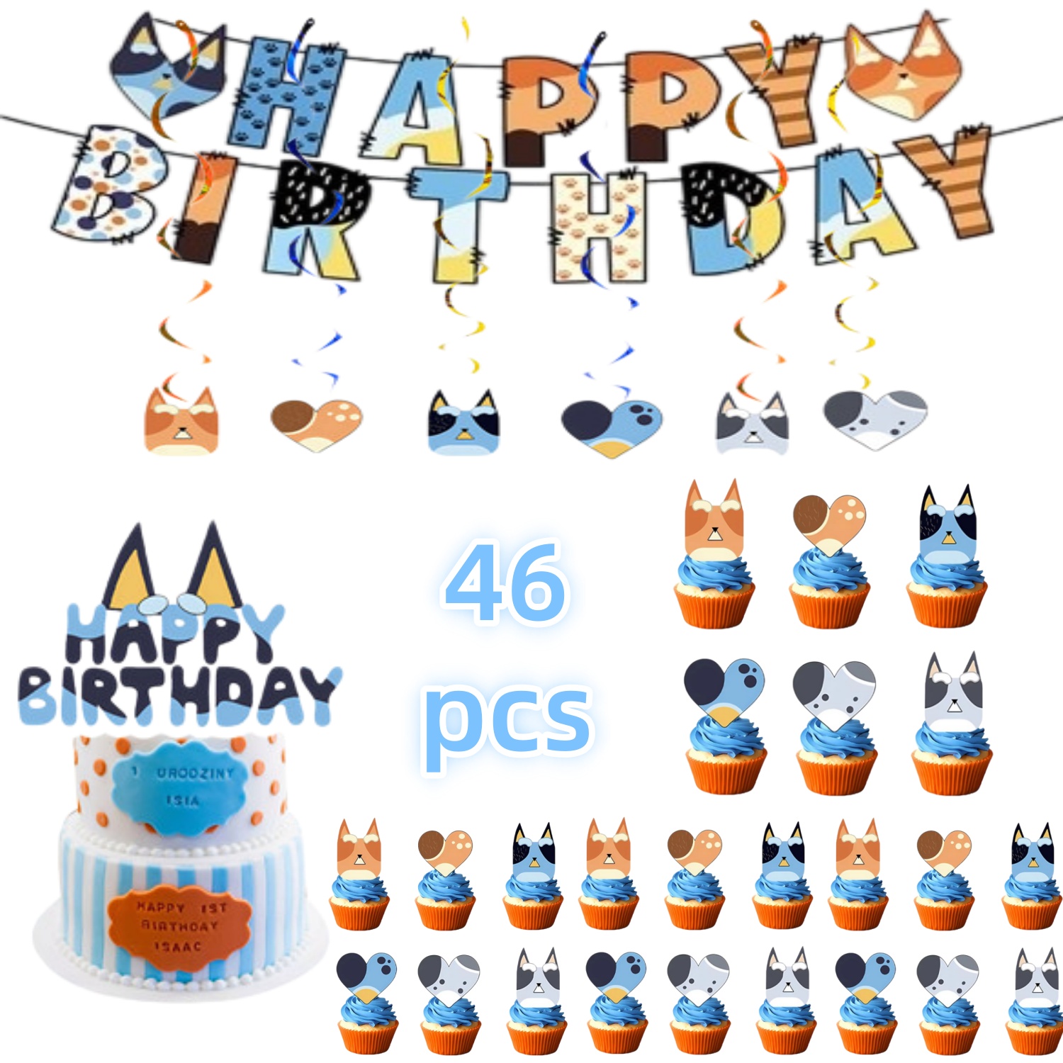 Cartoon Blue Dog Birthday Part - Pet Supplies Discount 评论和价格